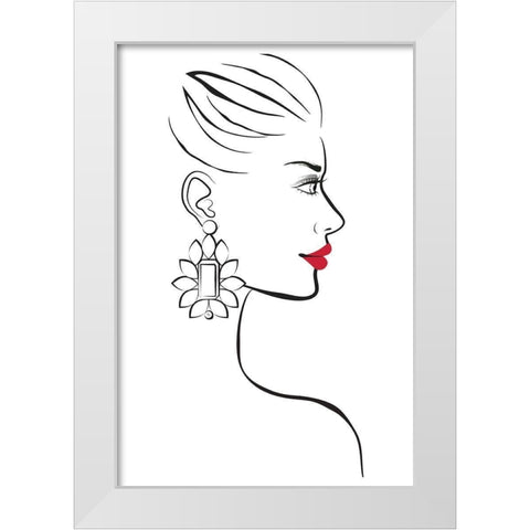 Earring I White Modern Wood Framed Art Print by Pavlova, Martina