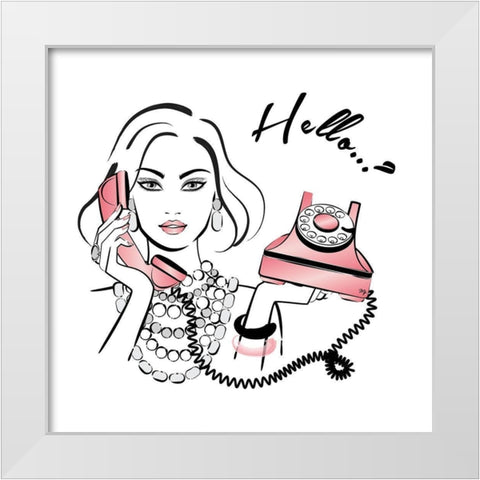 Hello White Modern Wood Framed Art Print by Pavlova, Martina