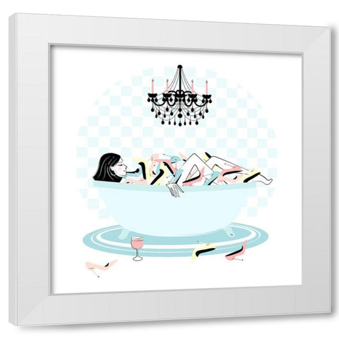 Shoe Bath White Modern Wood Framed Art Print by Pavlova, Martina