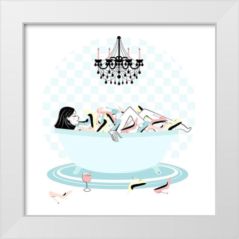 Shoe Bath White Modern Wood Framed Art Print by Pavlova, Martina
