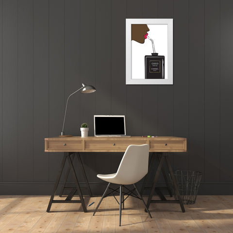 Perfume Drink White Modern Wood Framed Art Print by Pavlova, Martina