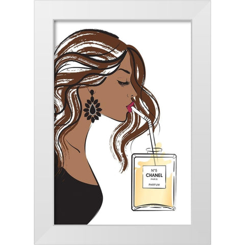 Girl Drink I White Modern Wood Framed Art Print by Pavlova, Martina