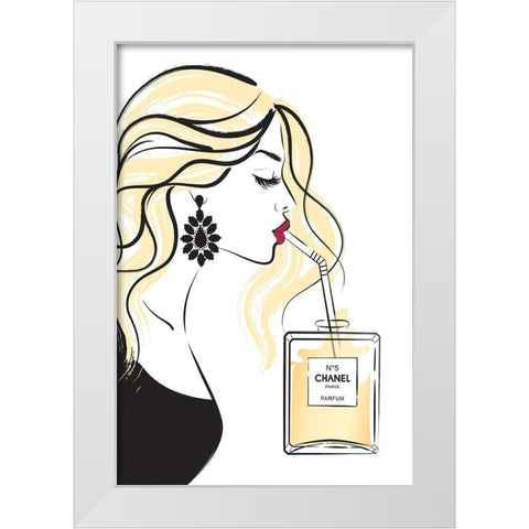 Girl Drink II White Modern Wood Framed Art Print by Pavlova, Martina