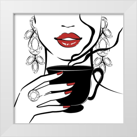 Coffee Time White Modern Wood Framed Art Print by Pavlova, Martina