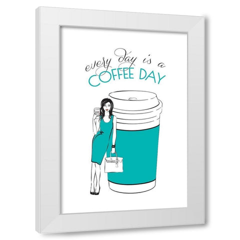 Coffee Day White Modern Wood Framed Art Print by Pavlova, Martina