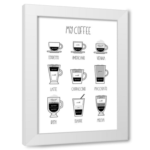 My Coffee White Modern Wood Framed Art Print by Pavlova, Martina