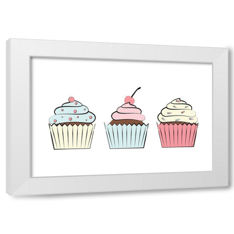 Cupcakes III White Modern Wood Framed Art Print by Pavlova, Martina