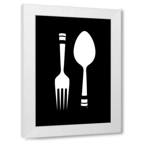 Fork Spoon White Modern Wood Framed Art Print by Pavlova, Martina