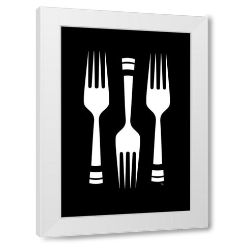 Forks White Modern Wood Framed Art Print by Pavlova, Martina