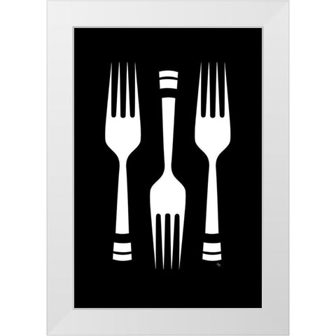 Forks White Modern Wood Framed Art Print by Pavlova, Martina