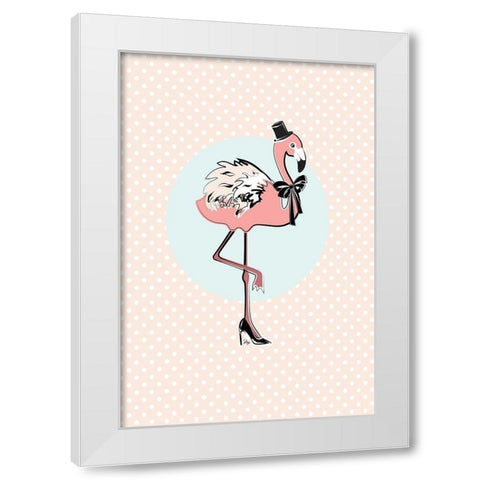 Flamingo White Modern Wood Framed Art Print by Pavlova, Martina