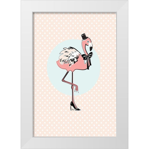 Flamingo White Modern Wood Framed Art Print by Pavlova, Martina