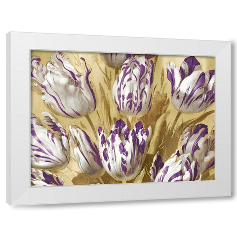 Tulips on Gold I White Modern Wood Framed Art Print by McQueen, Angela