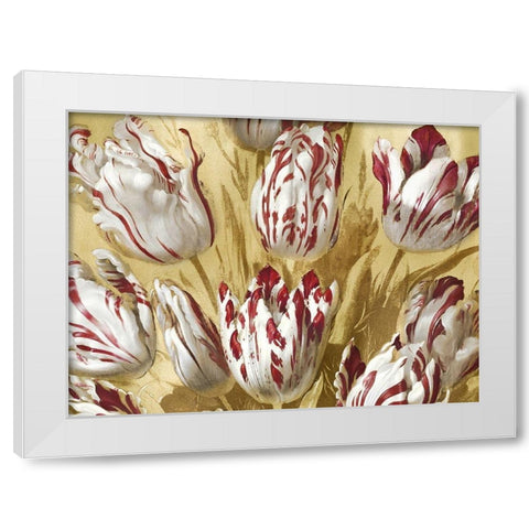 Tulips on Gold II White Modern Wood Framed Art Print by McQueen, Angela