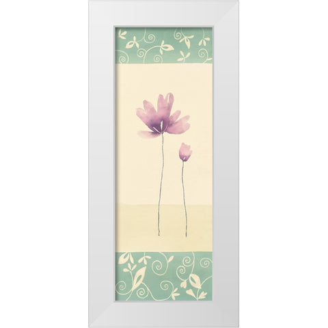 Fleurs roses et ornements I White Modern Wood Framed Art Print by Blondel, Marianne