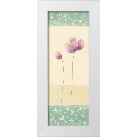 Fleurs roses et ornements II White Modern Wood Framed Art Print by Blondel, Marianne