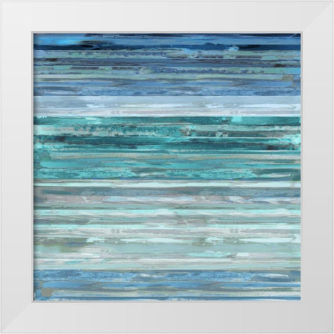 Strata In Aqua White Modern Wood Framed Art Print by Shields, Matt