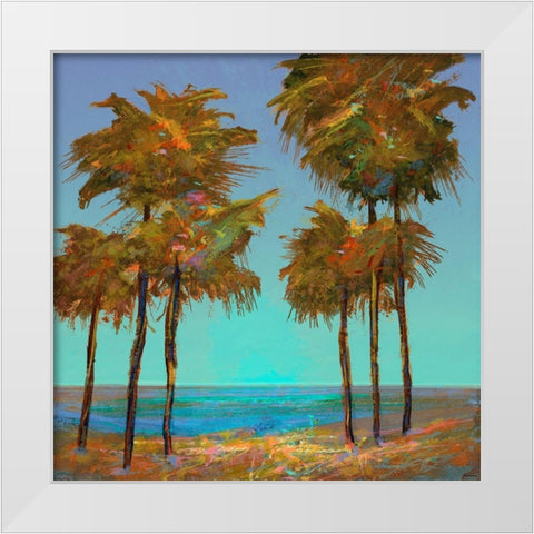 Seaside Sunset White Modern Wood Framed Art Print by Tienhaara, Michael