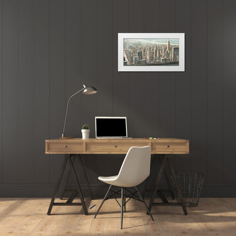 City View of Manhattan White Modern Wood Framed Art Print by Daniels, Matthew