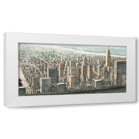 City View of Manhattan White Modern Wood Framed Art Print by Daniels, Matthew