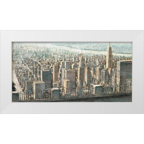 City View of Manhattan White Modern Wood Framed Art Print by Daniels, Matthew