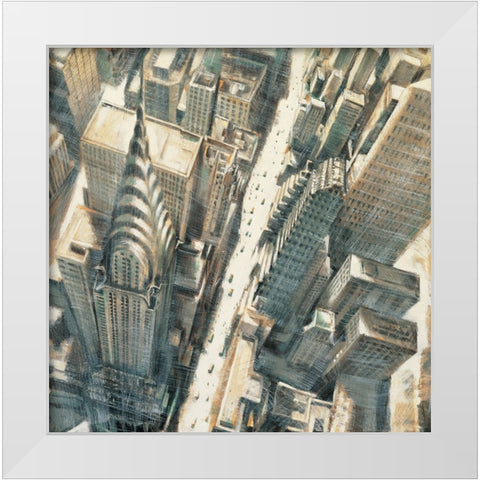 Aerial View Chrysler Bldg White Modern Wood Framed Art Print by Daniels, Matthew