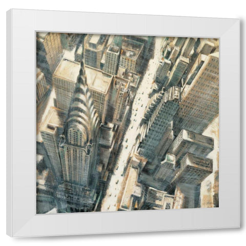 Aerial View of Chrysler Building White Modern Wood Framed Art Print by Daniels, Matthew