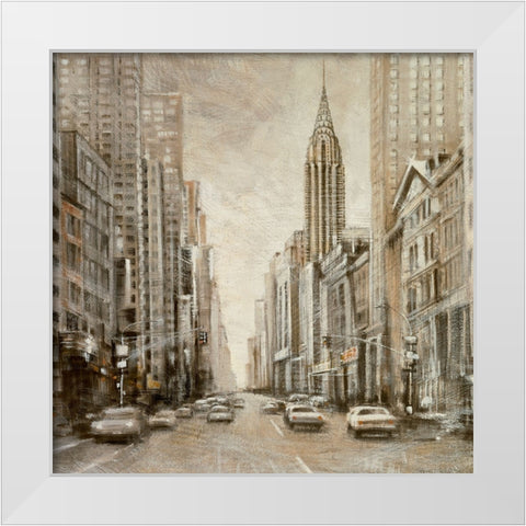 To the Chrysler Building White Modern Wood Framed Art Print by Daniels, Matthew