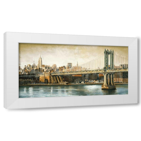 Manhattan Bridge View White Modern Wood Framed Art Print by Daniels, Matthew