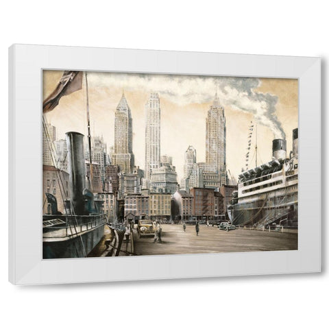 Departure, New York White Modern Wood Framed Art Print by Daniels, Matthew