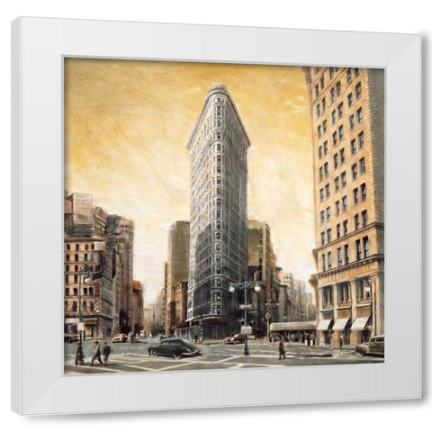 The Flatiron Building White Modern Wood Framed Art Print by Daniels, Matthew