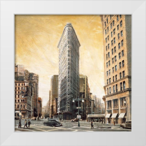 The Flatiron Building White Modern Wood Framed Art Print by Daniels, Matthew