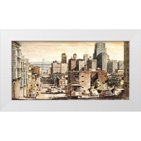 San Francisco View to Bay Bridge White Modern Wood Framed Art Print by Daniels, Matthew
