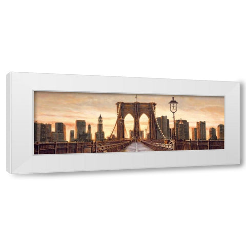 Manhattan Evening White Modern Wood Framed Art Print by Daniels, Matthew