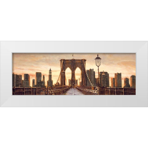 Manhattan Evening White Modern Wood Framed Art Print by Daniels, Matthew