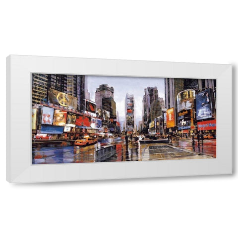Evening in Times Square White Modern Wood Framed Art Print by Daniels, Matthew