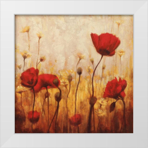 Poppies and Daisies II White Modern Wood Framed Art Print by Carter, Natalie