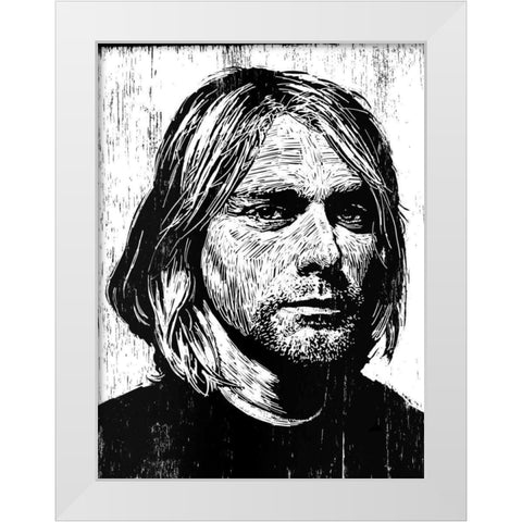 Cobain White Modern Wood Framed Art Print by Shigley, Neil