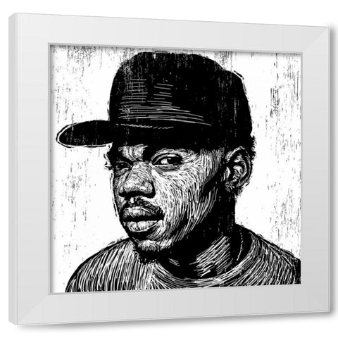 KC Chance the Rapper White Modern Wood Framed Art Print by Shigley, Neil