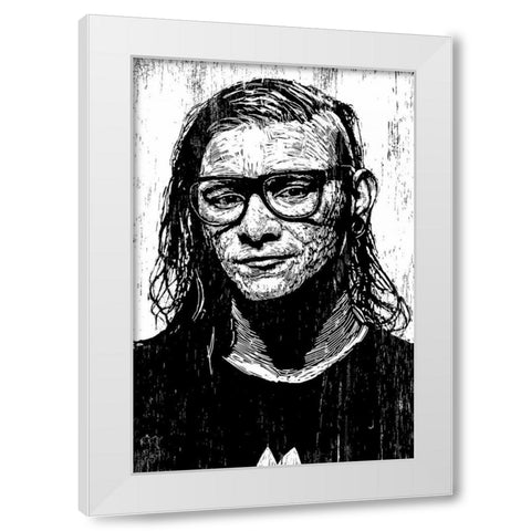 Shrillex White Modern Wood Framed Art Print by Shigley, Neil