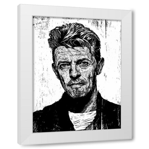 David Bowie White Modern Wood Framed Art Print by Shigley, Neil