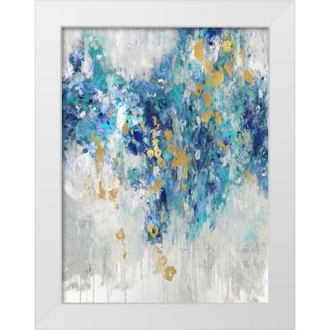Cascading Blues III White Modern Wood Framed Art Print by Robbins, Nikki