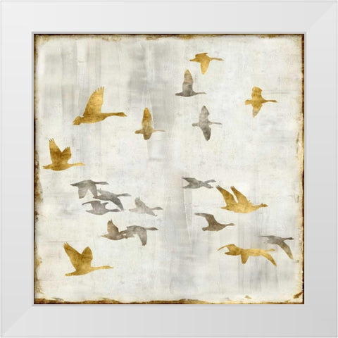 Golden Flight I White Modern Wood Framed Art Print by Spencer, Nick