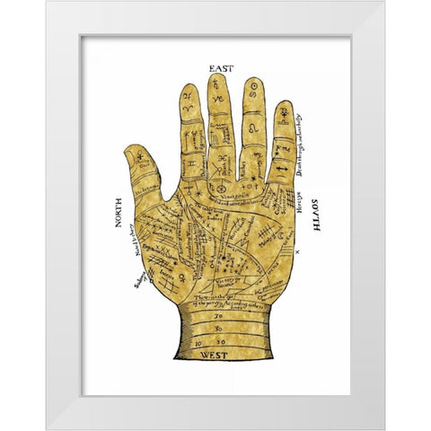 Vintage Palmistry White Modern Wood Framed Art Print by Jeffries, Oliver