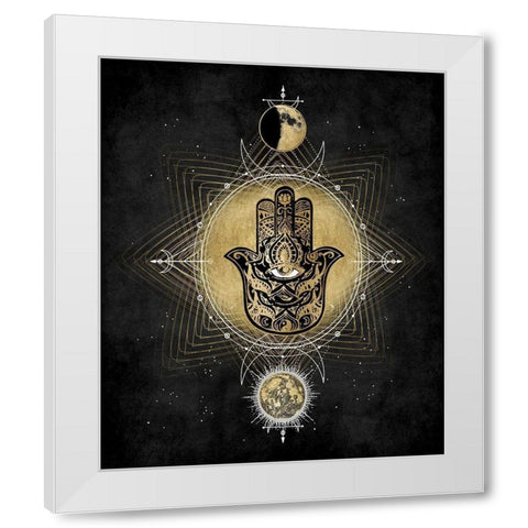 Hamsa Hand Celestial White Modern Wood Framed Art Print by Jeffries, Oliver