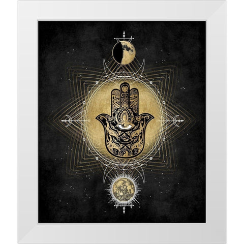 Hamsa Hand Celestial White Modern Wood Framed Art Print by Jeffries, Oliver