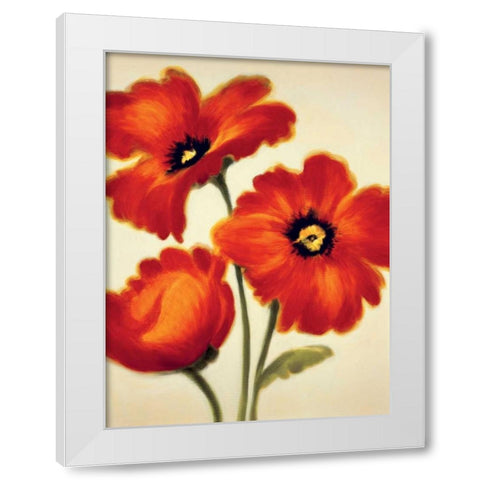 Orange Poppies White Modern Wood Framed Art Print by Benson, Paula