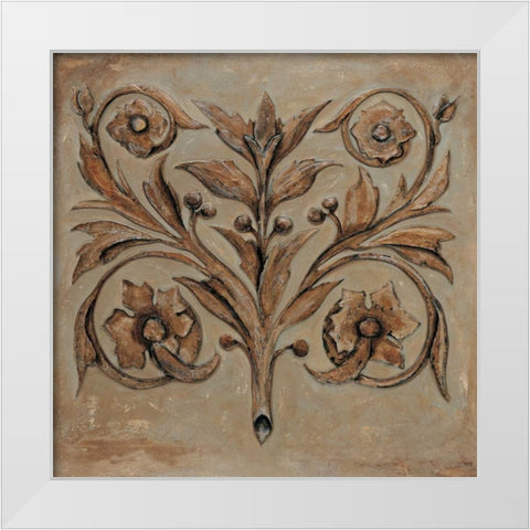 Decorative Scroll I White Modern Wood Framed Art Print by Segovia, Pablo