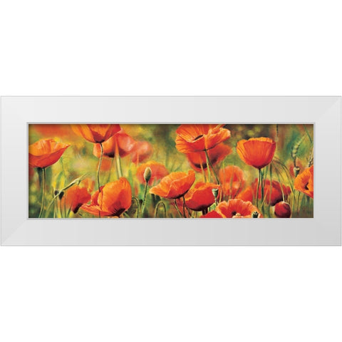 Symphonie de coquelicots White Modern Wood Framed Art Print by Viollet, Pierre