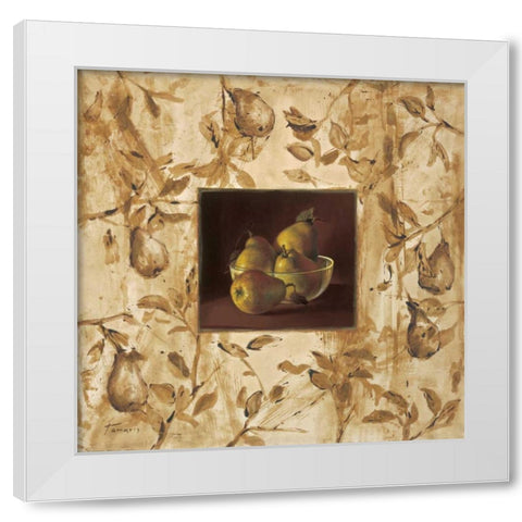 Peras en la mesa White Modern Wood Framed Art Print by Tamaris, Raul